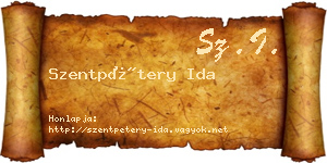 Szentpétery Ida névjegykártya