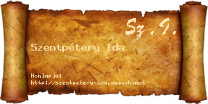 Szentpétery Ida névjegykártya