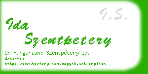 ida szentpetery business card